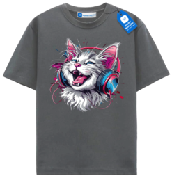 Neon Headphones Cat T Shirt