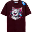 Neon Headphones Cat T Shirt
