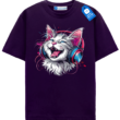 Neon Headphones Cat T Shirt