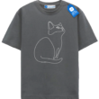 One Line Kitty Shirt, Milimalist Cat Lover Tee