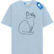 One Line Kitty Shirt, Milimalist Cat Lover Tee