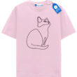 One Line Kitty Shirt, Milimalist Cat Lover Tee