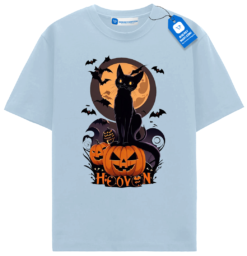 Pumpkin Throne Black Cat Halloween Tee