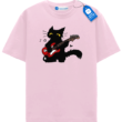 Red Guitar Cat T Shirt, Cute Rock Music Black Cat Tee Red Guitar Cat T Shirt, Cute Rock Music Black Cat Tee