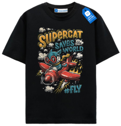 Retro Pilot Cat Graphic Tee