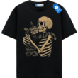 Skeleton Hugging Cat T Shirt, Gothic Halloween Cat Lover Tee