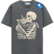 Skeleton Hugging Cat T Shirt, Gothic Halloween Cat Lover Tee