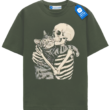 Skeleton Hugging Cat T Shirt, Gothic Halloween Cat Lover Tee