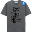 Split Skeleton Cat, Graphic Spooky Halloween Tee