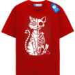 Split Skeleton Cat, Graphic Spooky Halloween Tee