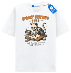 Spooky Skeleton Cat Shirt, Halloween Baking Tee