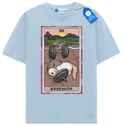 Strength Tarot Cat T Shirt, Funny Gym Cat Lover Tee