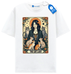 The Cat Lady Tarot T Shirt, Vintage Aesthetic Cat Lover Gift