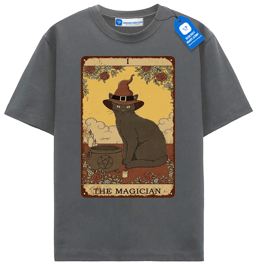 The Magician Tarot Cat T Shirt, Witchy Black Cat Lover Tee The Magician Tarot Cat T Shirt, Witchy Black Cat Lover Tee - Image 3