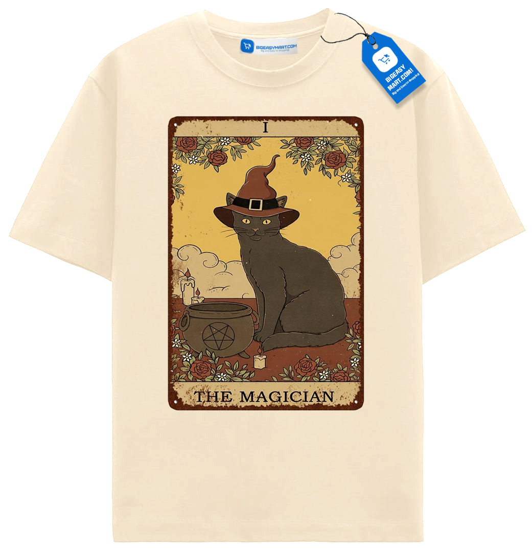The Magician Tarot Cat T Shirt, Witchy Black Cat Lover Tee The Magician Tarot Cat T Shirt, Witchy Black Cat Lover Tee - Image 9