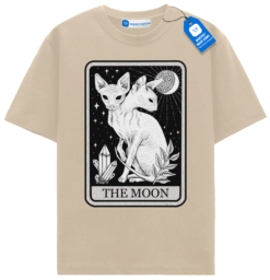 The Moon Tarot Cat T Shirt, Mystic Sphynx Cat Lover Tee