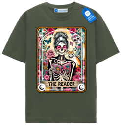 The Reader Skeleton Tarot Cat Tee
