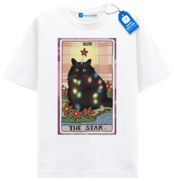 The Star Tarot Cat T Shirt, Black Cat Lover Tee
