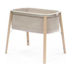 Stokke Snoozi Bassinet, Sandy Beige - Grows with Babies from Birth to 9 Months - Portable, Lightweight Design - Includes Firm Mattress