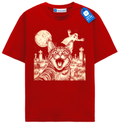 Vintage Cat Selfie With Ghost Halloween T Shirt