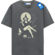 Vintage Witch Pin Up Halloween T Shirt, Retro Moon Cat Tee Vintage Witch Pin Up Halloween T Shirt, Retro Moon Cat Tee