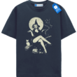 Vintage Witch Pin Up Halloween T Shirt, Retro Moon Cat Tee Vintage Witch Pin Up Halloween T Shirt, Retro Moon Cat Tee