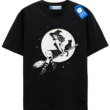 Witch And Black Cat T Shirt, Vintage Halloween Moon Tee