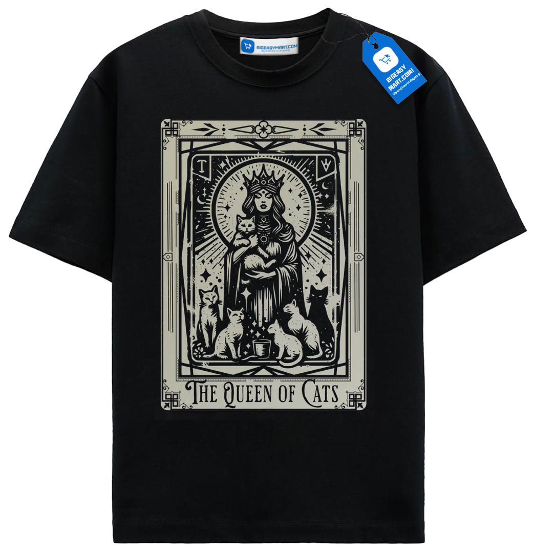 Witchy Tarot Cat Tee, Vintage Occult Graphic