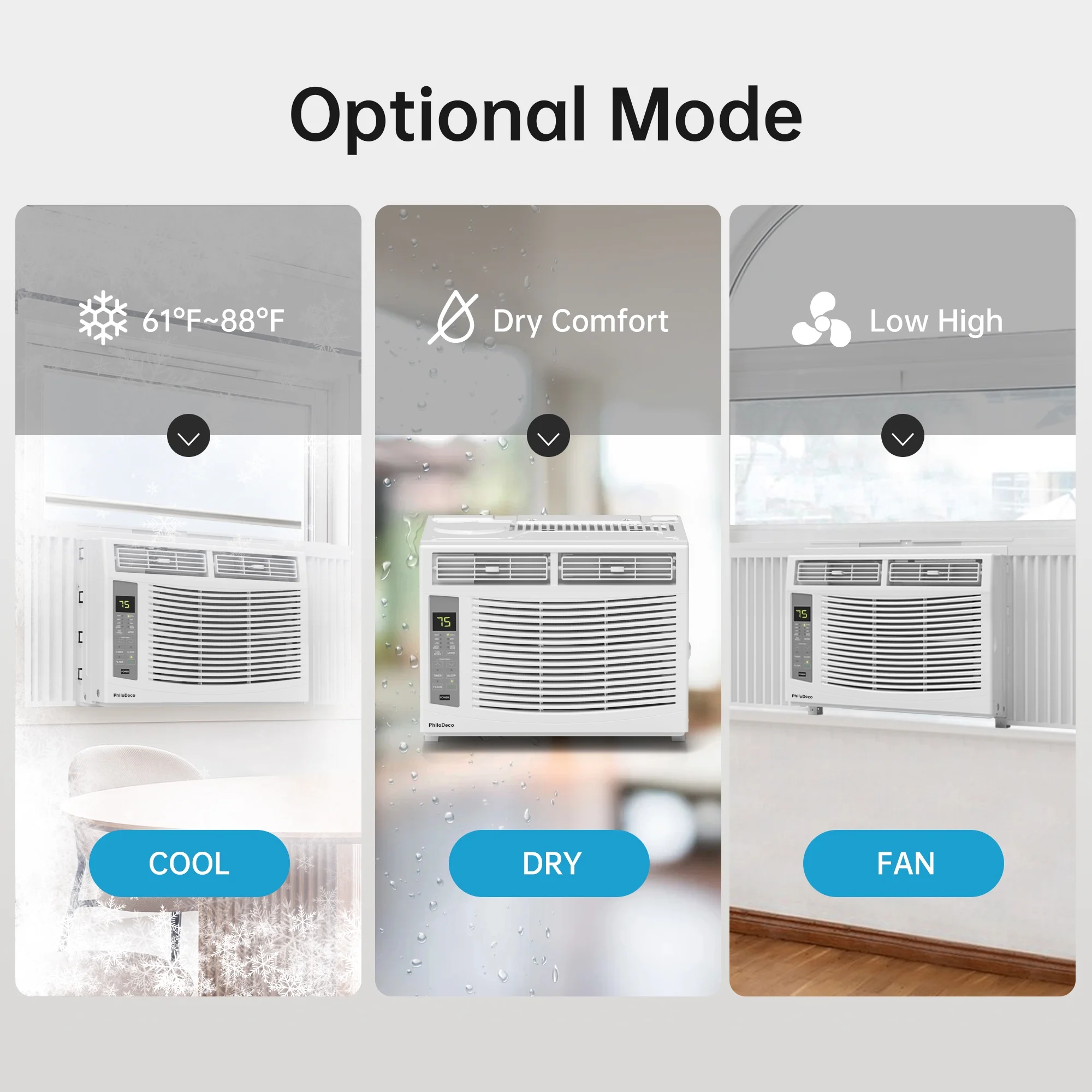 PhiloDeco 6000 BTU Window Air Conditioner Cool to 250 sq ft Intelligent, LED, Remote Control PhiloDeco 6000 BTU Window Air Conditioner Cool to 250 sq ft Intelligent, LED, Remote Control - Image 8