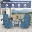 SERWALL 5PC Adjustable Folding Adirondack Chair and Ottoman and Double Side Table, HDPE Adirondack Chairs Set for Outdoor, Blue