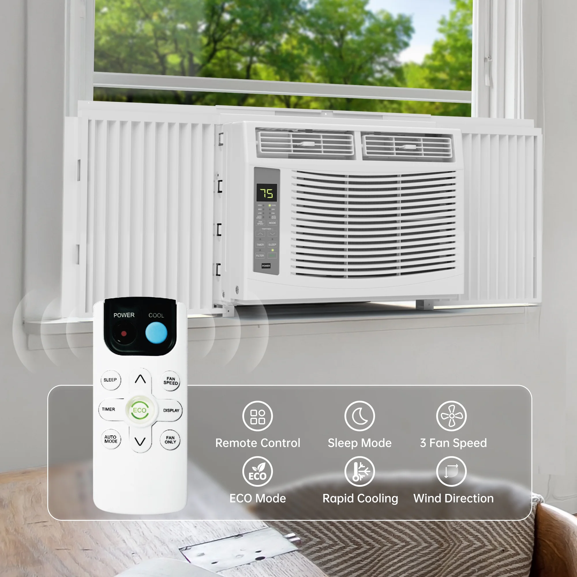 PhiloDeco 6000 BTU Window Air Conditioner Cool to 250 sq ft Intelligent, LED, Remote Control PhiloDeco 6000 BTU Window Air Conditioner Cool to 250 sq ft Intelligent, LED, Remote Control - Image 2