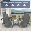 SERWALL 5PC Adjustable Folding Adirondack Chair and Ottoman and Double Side Table, HDPE Adirondack Chairs Set for Outdoor, Gray