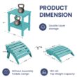 SERWALL 5PC Adjustable Folding Adirondack Chair and Ottoman and Double Side Table, HDPE Adirondack Chairs Set for Outdoor, Aruba