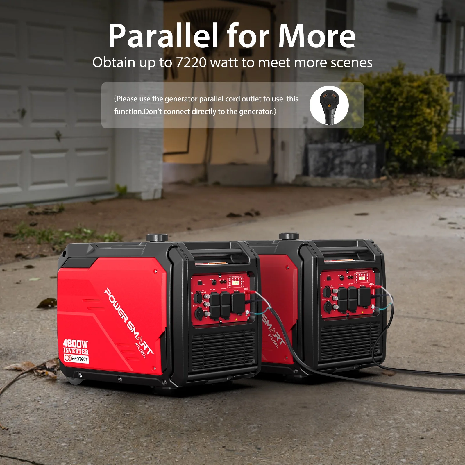 PowerSmart 4800W Gas Powered Inverter Generator CO Detect with Manual Start Portable wheel,for Outdoor PowerSmart 4800W Gas Powered Inverter Generator CO Detect with Manual Start Portable wheel,for Outdoor - Image 7
