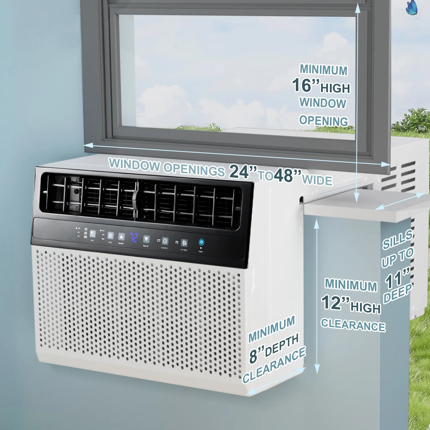 KISSAIR Window Air Conditioner, 10 000 BTU Ashrae Cools 450 Sq.ft., Window AC Unit 6 Modes 24H Timer KISSAIR Window Air Conditioner, 10 000 BTU Ashrae Cools 450 Sq.ft., Window AC Unit 6 Modes 24H Timer - Image 4