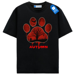 Autumn Paw Print T Shirt, Halloween Dog Lover Shirt