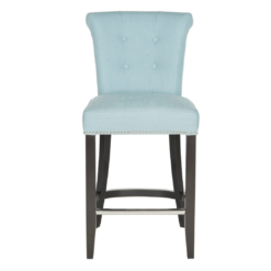Safavieh Sky Blue 25.7-in H Counter height Upholstered Wood Bar Stool
