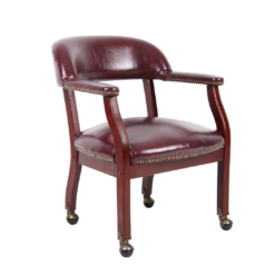 Boss Office Products Burgundy Traditional Ergonomic Upholstered Bankers Chair