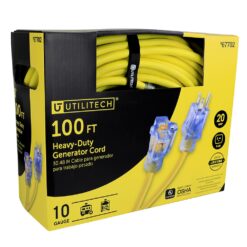 Utilitech 100-Ft 20-Amp 125-Volt 10-Gauge Yellow Outdoor Generator cord