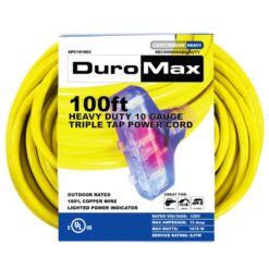 DuroMax Duromax 100-ft 10 / 3 3 Prong Yellow Indoor/Outdoor Heavy Duty Lighted Extension Cord
