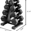 BalanceFrom 100LB Rubber Coated Hex Dumbbell Weight Set with A-Frame Rack, 5-20 lbs Pairs