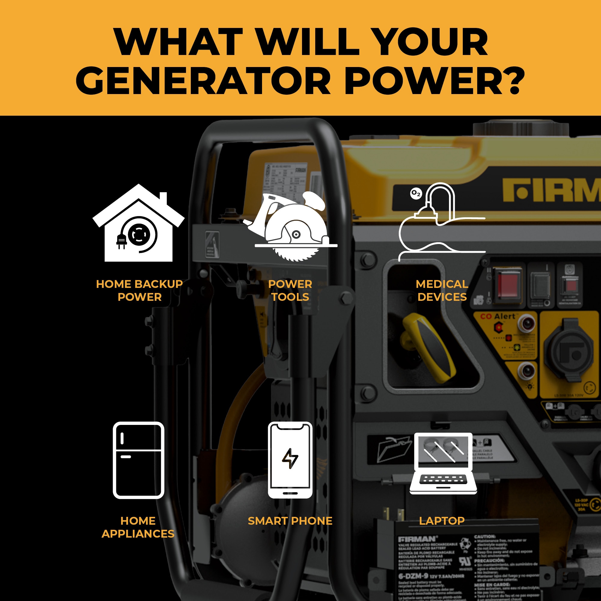 Firman WH03662OF Electric Start 120V Open Frame 4500 -Watt Dual Fuel (Gasoline/Propane) Inverter Generator Firman WH03662OF Electric Start 120V Open Frame 4500 -Watt Dual Fuel (Gasoline/Propane) Inverter Generator