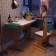 KidKraft Grow Together Pocket Adjustable Wooden Desk and Chair, Natural