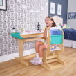 KidKraft Grow Together Pocket Adjustable Wooden Desk and Chair, Natural