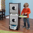 KidKraft Wooden Laundry Play Set, Stacking Washer and Dryer with Iron and Basket, Espresso