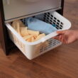 KidKraft Wooden Laundry Play Set, Stacking Washer and Dryer with Iron and Basket, Espresso