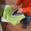 KidKraft Wooden Laundry Play Set, Stacking Washer and Dryer with Iron and Basket, Espresso