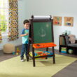 KidKraft Wooden Storage Easel with Dry Erase, Chalkboard Surfaces, Children's Art Furniture - Espresso