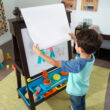 KidKraft Wooden Storage Easel with Dry Erase, Chalkboard Surfaces, Children's Art Furniture - Espresso