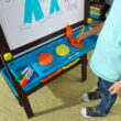 KidKraft Wooden Storage Easel with Dry Erase, Chalkboard Surfaces, Children's Art Furniture - Espresso